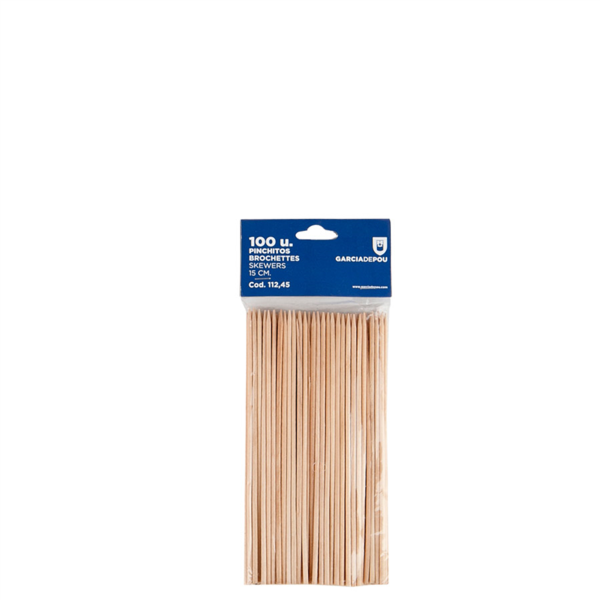 Brochetas 15 Cm Natural Madera (100 Unid.)