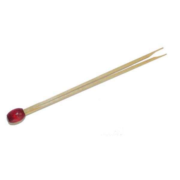[155.79] Picks Doble Punta "Bola Roja" 8 (H) Cm Natural Bambú (100 Unid.)