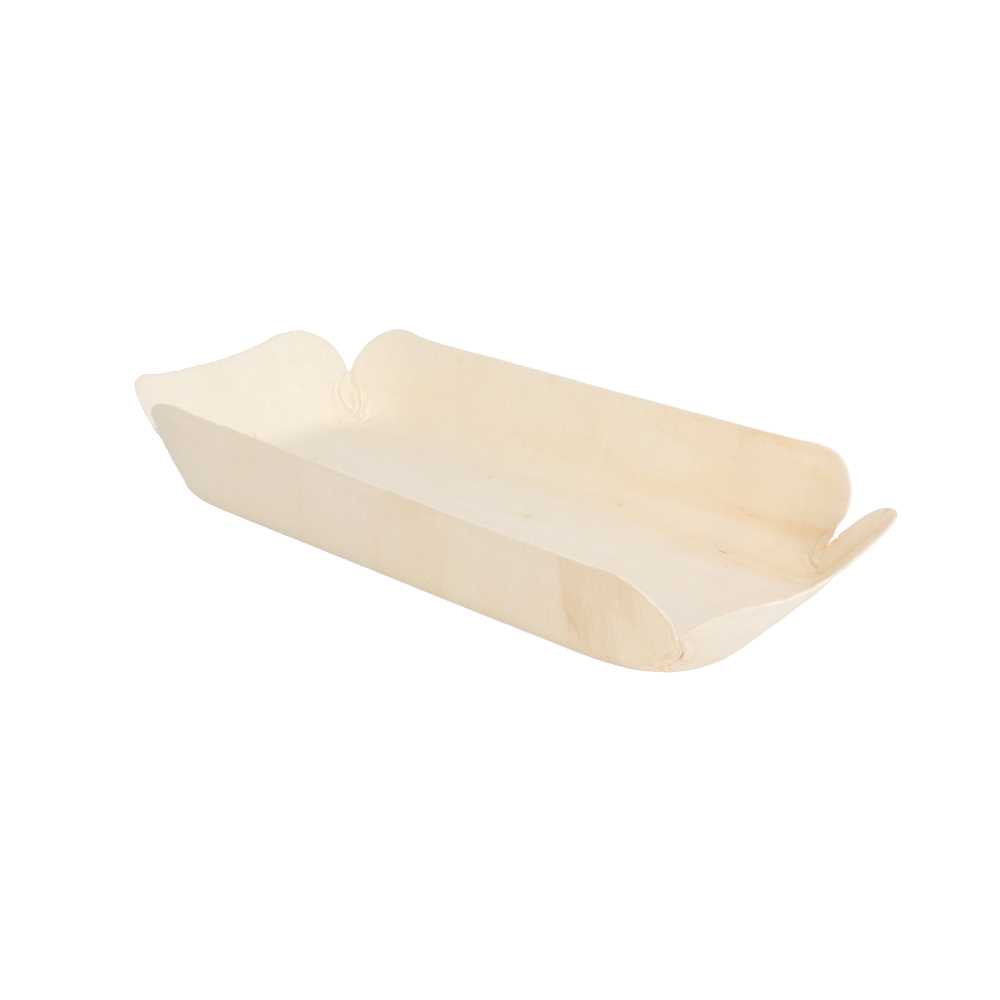 Barquillas Rectangulares 'Wood' 22,5X11,5X3 Cm Natural Madera (50 Unid.)
