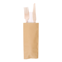SET 3/1 TENEDOR, CUCHILLO, SERVILLETA 'CLASSIC' 20 CM NATURAL MADERA (100 UNID.)