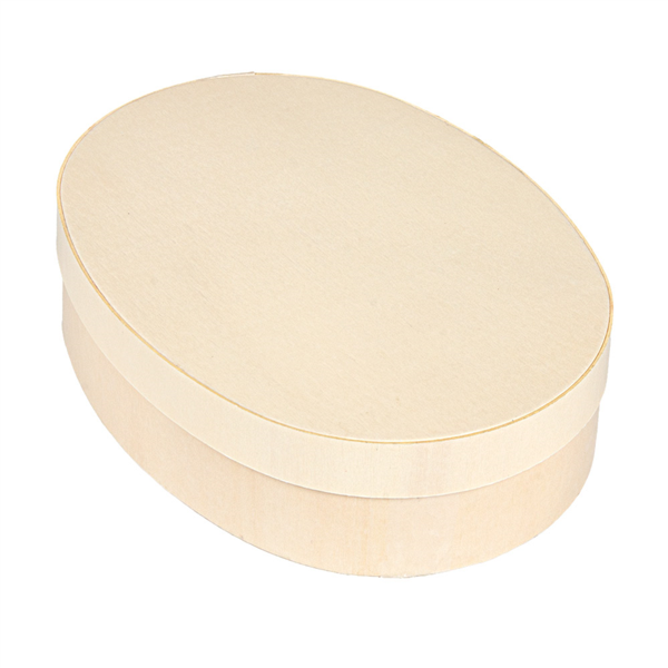 [266.09] Mini Caja Oval Con Tapa 19,5X14,5X5 Cm Natural Madera (20 Unid.)