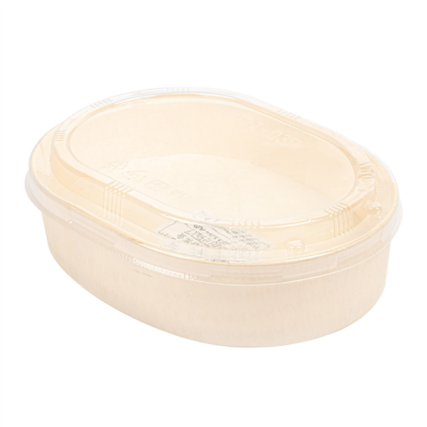 COMBO RECIPIENTES + TAPAS PET 19,3x14,5x4,5 CM NATURAL MADERA (100 UNID.)