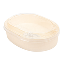 COMBO RECIPIENTES + TAPAS PET 19,3x14,5x4,5 CM NATURAL MADERA (100 UNID.)