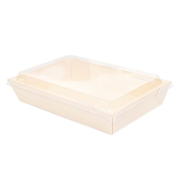 Combo Barquillas + Tapas Pet 21,5X14,5X4 Cm Natural Madera (200 Unid.)