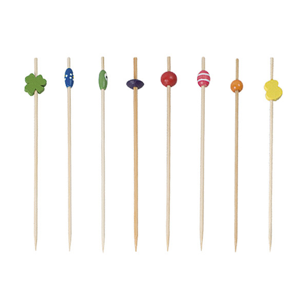 [156.18] Picks Decorados 12 (H) Cm Surtido Bambú (100 Unid.)
