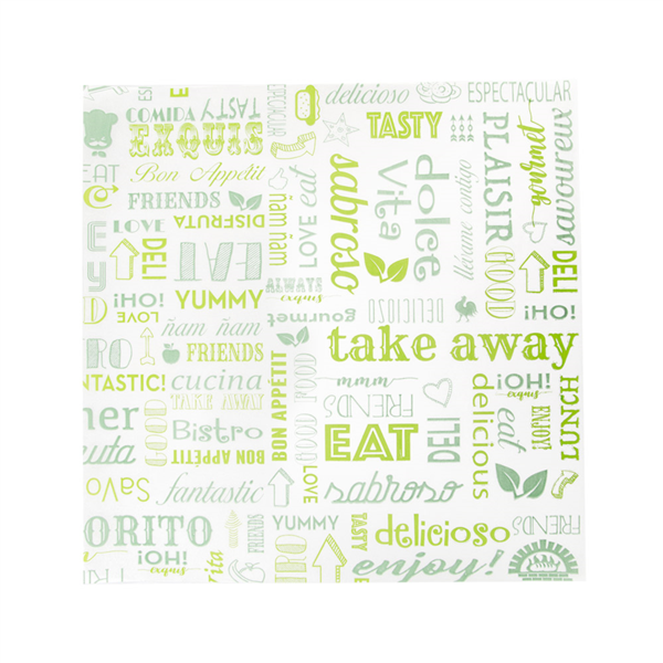 [229.04] PAPEL ANTIGRASAS BASKET 'PAROLE' 35 G/M2 31x31 CM VERDE PERG. ANTIGRASAS (1000 UNID.)