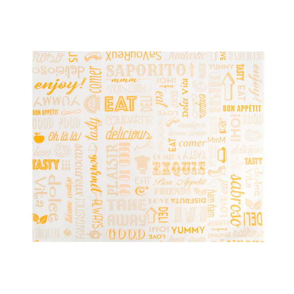 [229.65] Papel Antigrasas Basket 'Parole' 35 G/M2 31X38 Cm Naranja Perg. Antigrasas (1000 Unid.)