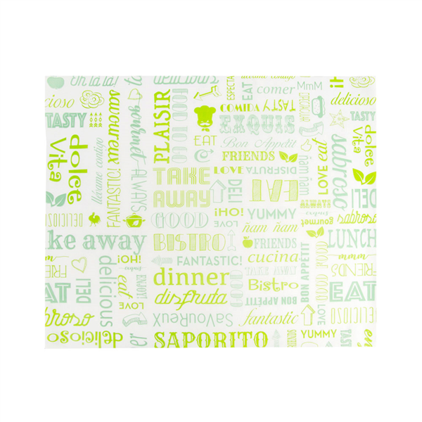 [229.64] Papel Antigrasas Basket 'Parole' 35 G/M2 31X38 Cm Verde Perg. Antigrasas (1000 Unid.)