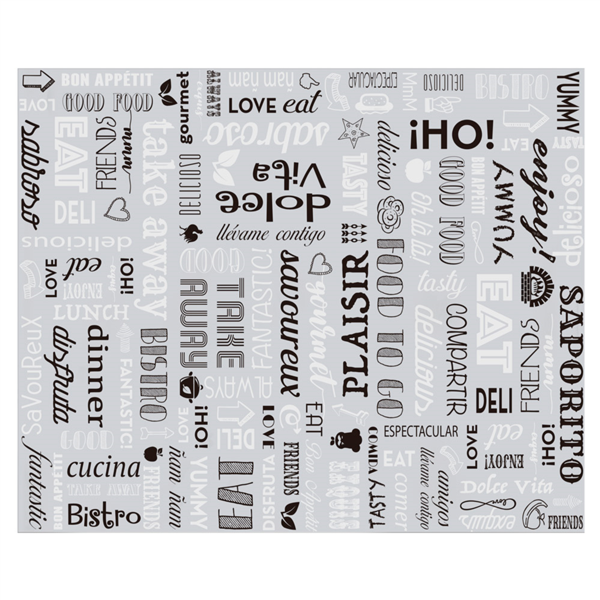 [228.32] PAPEL ANTIGRASAS BASKET 'PAROLE' 35+20 G/M2 31x38 CM PLATEADO PERGAMINO + ALUMINIO (1000 UNID.)