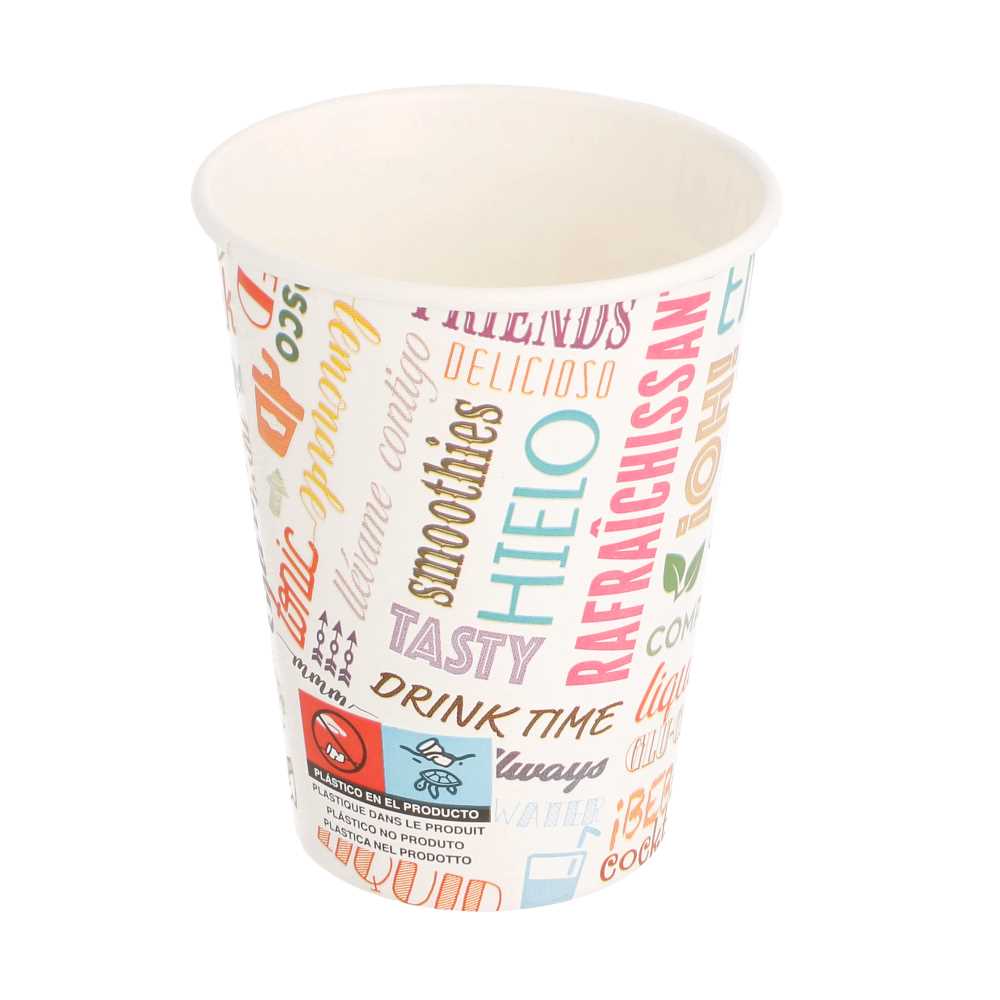 VASOS 'PAROLE' 9 OZ - 270 ML 265 + 18 PE G/M2 Ø7,8/5,2x9,5 CM BLANCO CARTONCILLO (2500 UNID.)