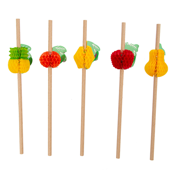 [228.01] Pajitas "Frutas" Ø0,60X23 Cm Natural Kraft (100 Unid.)