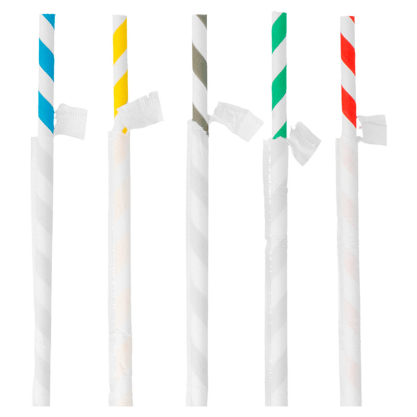 [180.91] Pajitas A Rayas Enfundadas 'Paper' Ø0,60X20 Cm Surtido Papel (3000 Unid.)