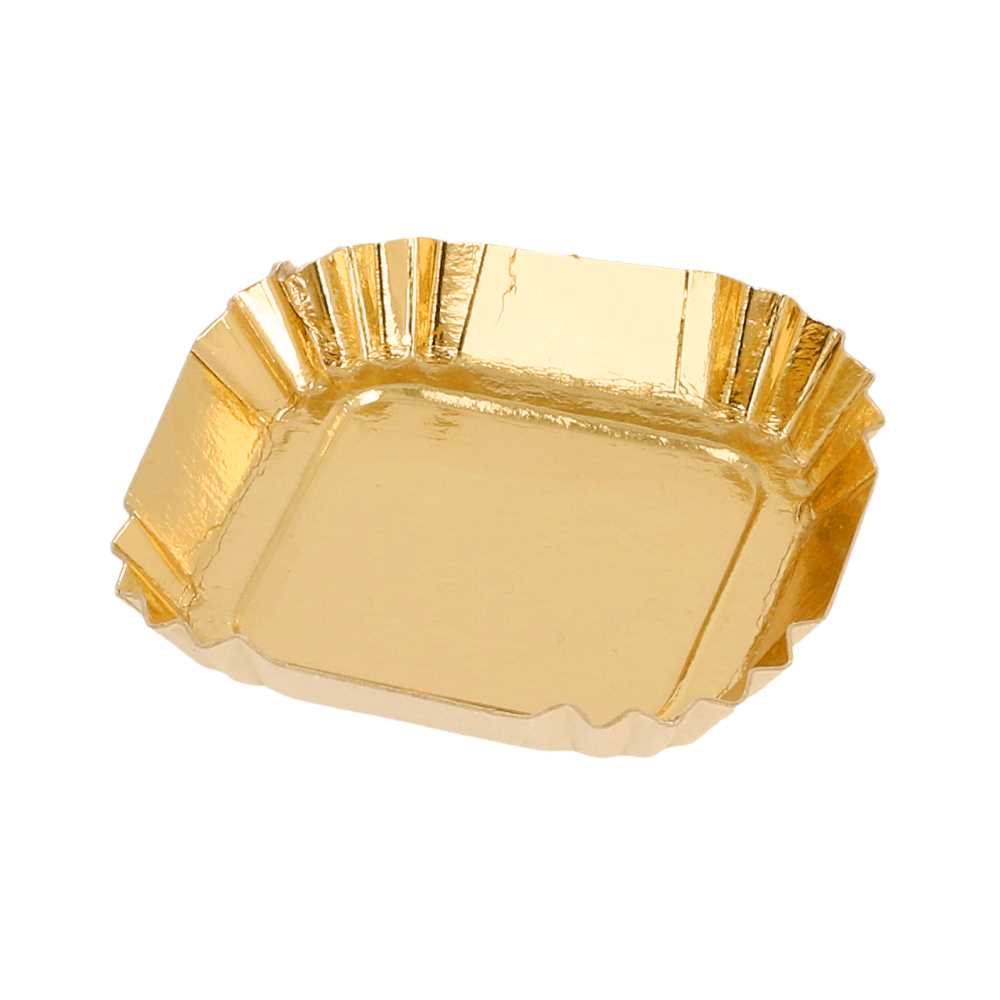[185.00] Mini Bandejas 325 G/M2 5,5X5,5 Cm Oro Cartón (100 Unid.)
