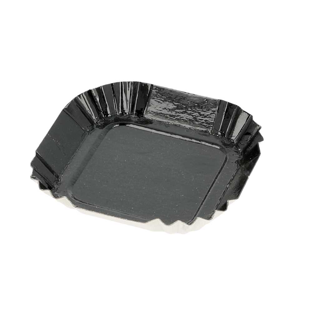 [185.41] Mini Bandejas 325 G/M2 5,5X5,5 Cm Negro Cartón (100 Unid.)
