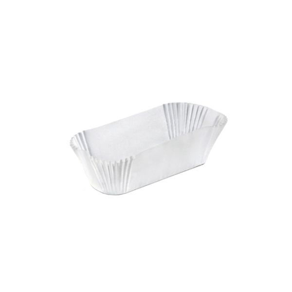 MOLDES ALARGADOS 'PETITS FOURS' 50 G/M2 10,5x6x2,5 CM BLANCO PERG. ANTIGRASAS (1000 UNID.)