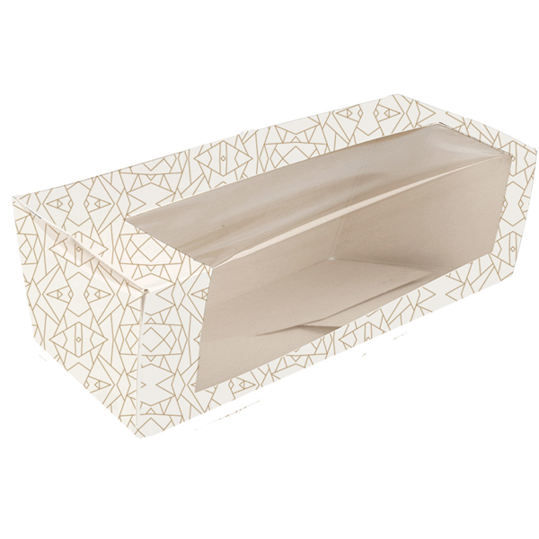 [256.13] Cajas Pastelería Con Ventana 'Thepack Deco' 250 G/M2 + Opp 26X11X8 Cm Blanco Cartón Ondulado Nano-Micro (50 Unid.)