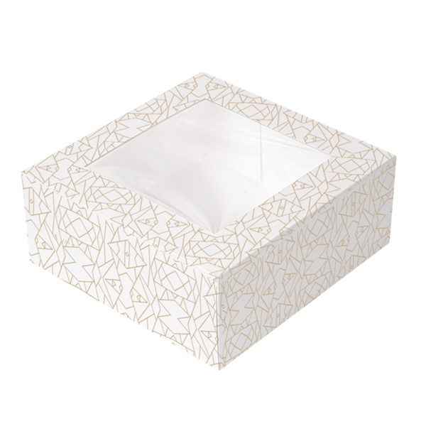 [253.26] Cajas Pastelería Con Ventana 'Thepack Deco' 250 G/M2 + Opp 18X18X7,5 Cm Blanco Cartón Ondulado Nano-Micro (50 Unid.)