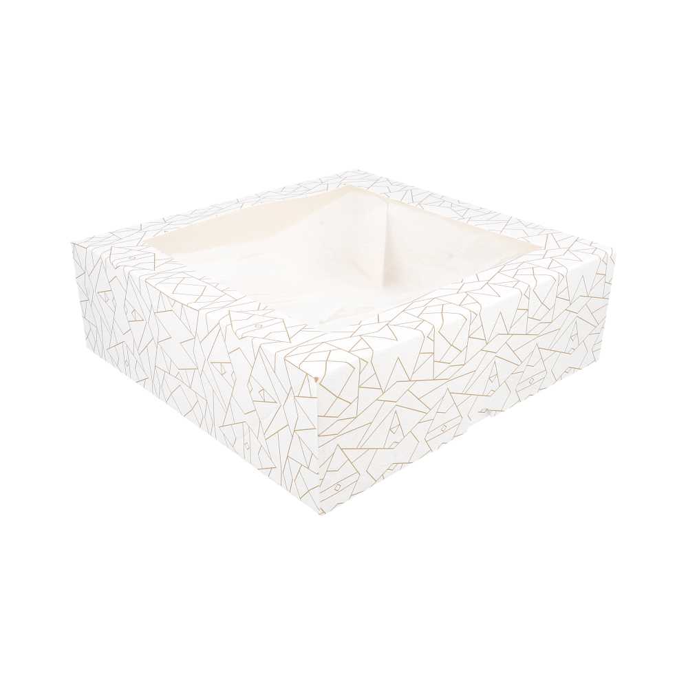Cajas Pastelería Con Ventana 'Thepack Deco' 250 G/M2 + Opp 23X23X7,5 Cm Blanco Cartón Ondulado Nano-Micro (50 Unid.)