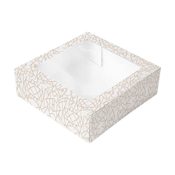 CAJAS PASTELERÍA CON VENTANA 'THEPACK DECO' 250 G/M2 + OPP 26x26x8 CM BLANCO CARTÓN ONDULADO NANO-MICRO (50 UNID.)