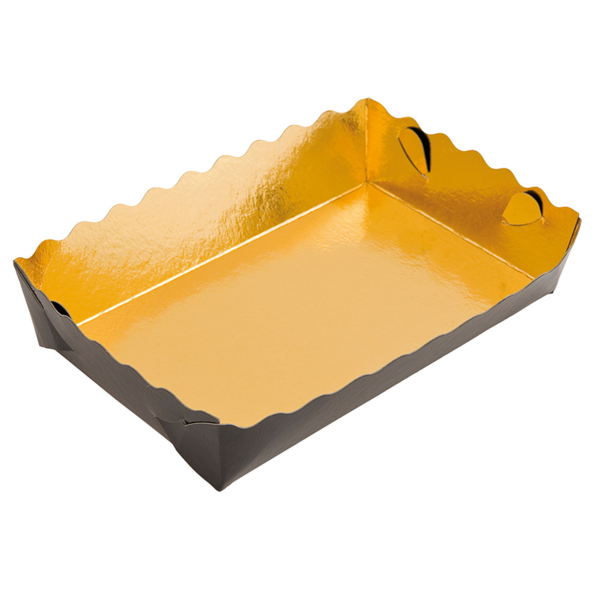 BARQUILLAS PASTELERÍA DOBLE CARA 380 G/M2 13x9x3,5 CM ORO/NEGRO CARTÓN (250 UNID.)