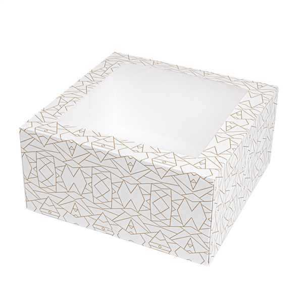 CAJAS PASTELERÍA CON VENTANA 'THEPACK DECO' 250 G/M2 + OPP 24x24x12 CM BLANCO CARTÓN ONDULADO NANO-MICRO (50 UNID.)