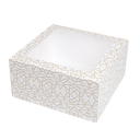 CAJAS PASTELERÍA CON VENTANA 'THEPACK DECO' 250 G/M2 + OPP 24x24x12 CM BLANCO CARTÓN ONDULADO NANO-MICRO (50 UNID.)