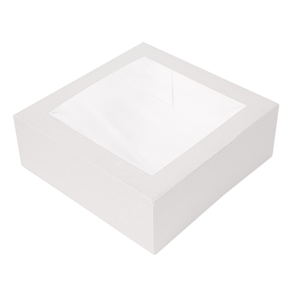 Cajas Pastelería Con Ventana 'Thepack' 250 G/M2 + Opp 26X26X8 Cm Blanco Cartón Ondulado Nano-Micro (100 Unid.)