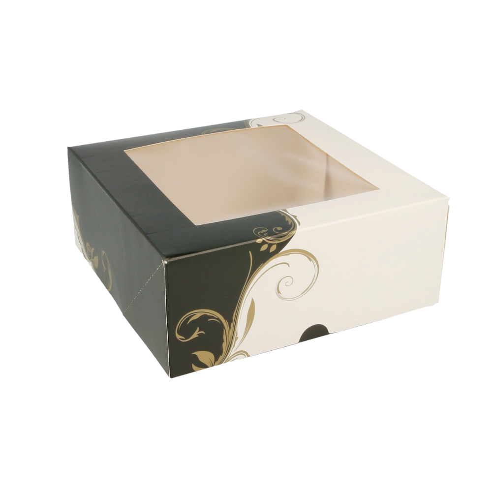CAJAS PASTELERÍA CON VENTANA 'THEPACK CLASSIC' 250 G/M2 18x18x7,5 CM BLANCO CARTÓN ONDULADO NANO-MICRO (200 UNID.)