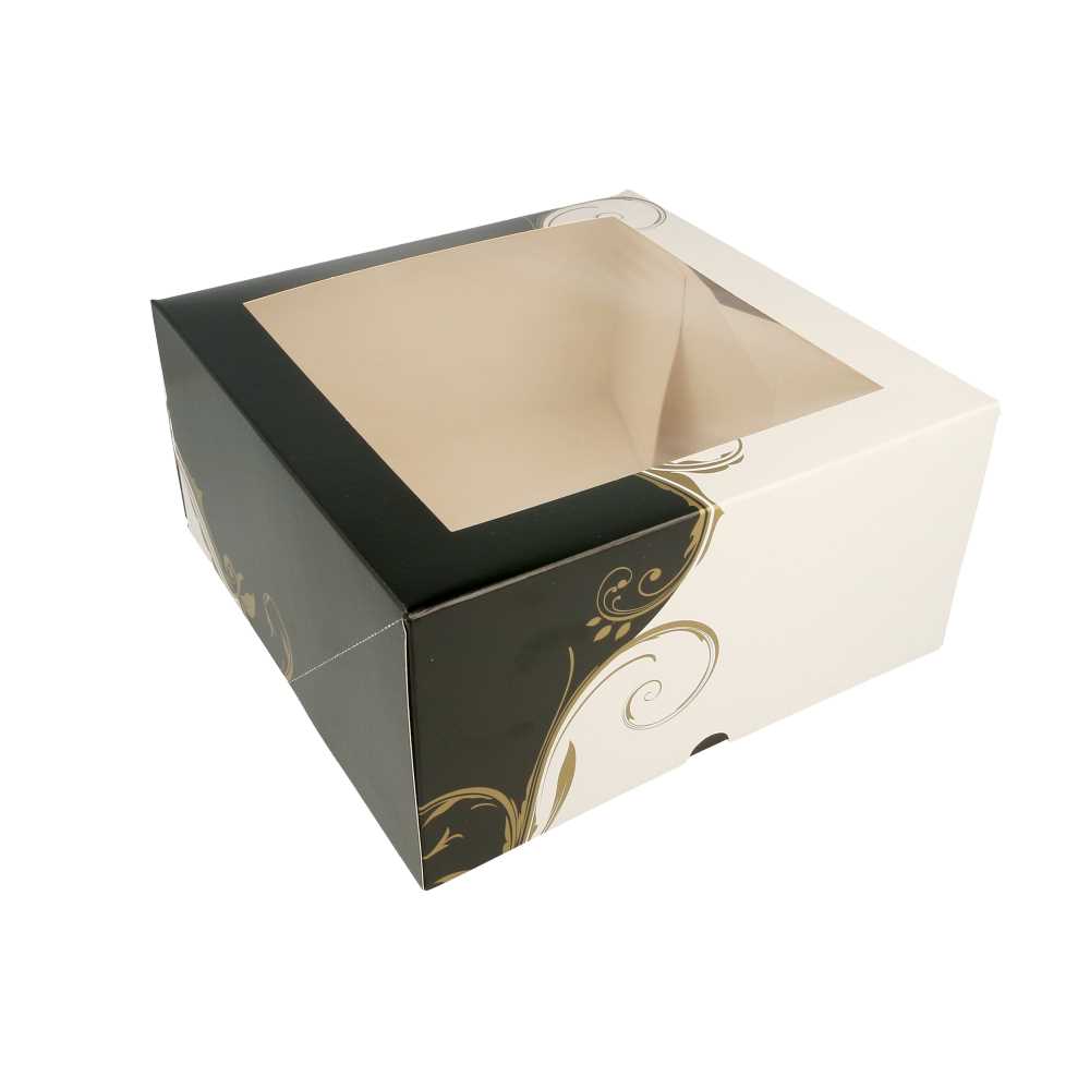 CAJAS PASTELERÍA CON VENTANA 'THEPACK CLASSIC' 250 G/M2 24x24x12 CM BLANCO CARTÓN ONDULADO NANO-MICRO (100 UNID.)
