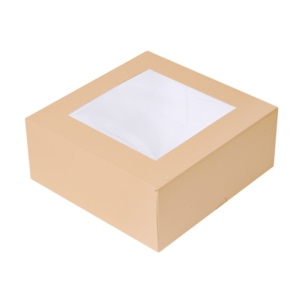 CAJAS PASTELERÍA CON VENTANA 'THEPACK' 240 G/M2 + OPP 18x18x7,5 CM NATURAL CARTÓN ONDULADO NANO-MICRO (200 UNID.)