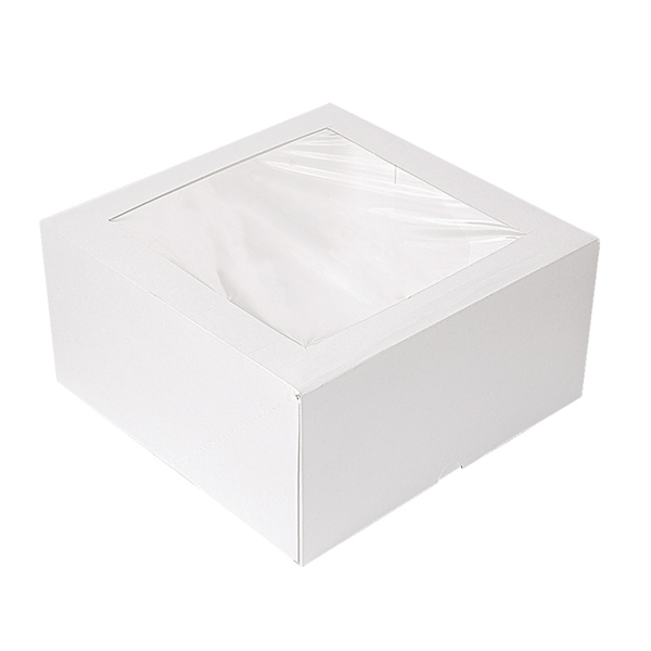 [201.68] Cajas Pastelería Con Ventana 'Thepack' 250 G/M2 + Opp 24X24X12 Cm Blanco Cartón Ondulado Nano-Micro (100 Unid.)
