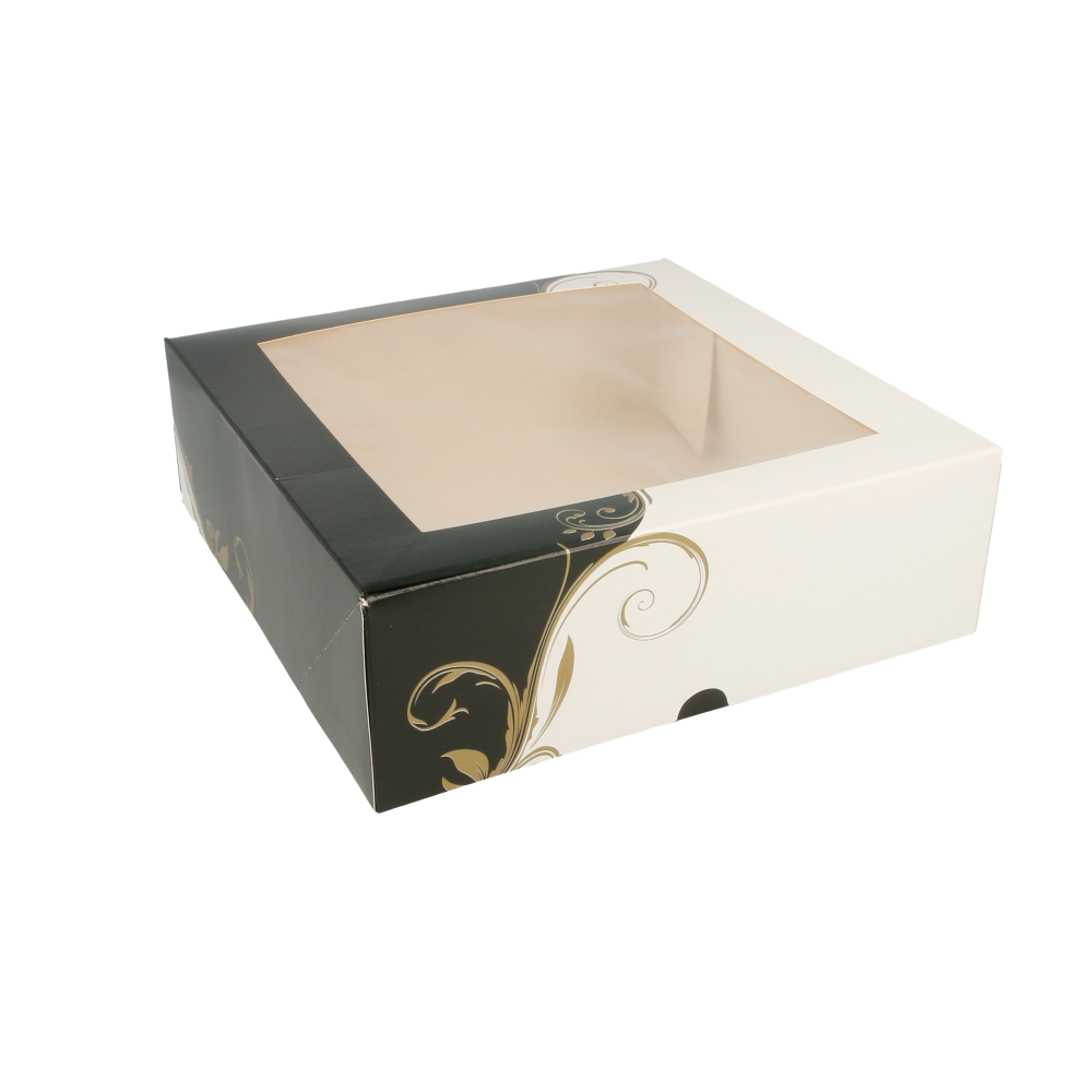 CAJAS PASTELERÍA CON VENTANA 'THEPACK CLASSIC' 250 G/M2 23x23x7,5 CM BLANCO CARTÓN ONDULADO NANO-MICRO (200 UNID.)