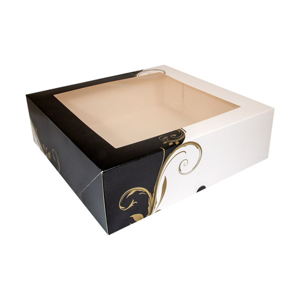 CAJAS PASTELERÍA CON VENTANA 'THEPACK CLASSIC' 250 G/M2 32x32x10 CM BLANCO CARTÓN ONDULADO NANO-MICRO (100 UNID.)