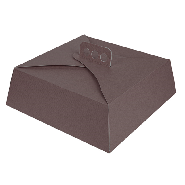 [261.38] CAJAS TARTAS CUADRADAS 'THEPACK' 250 G/M2 30x30x10 CM CHOCOLATE CARTÓN ONDULADO NANO-MICRO (100 UNID.)