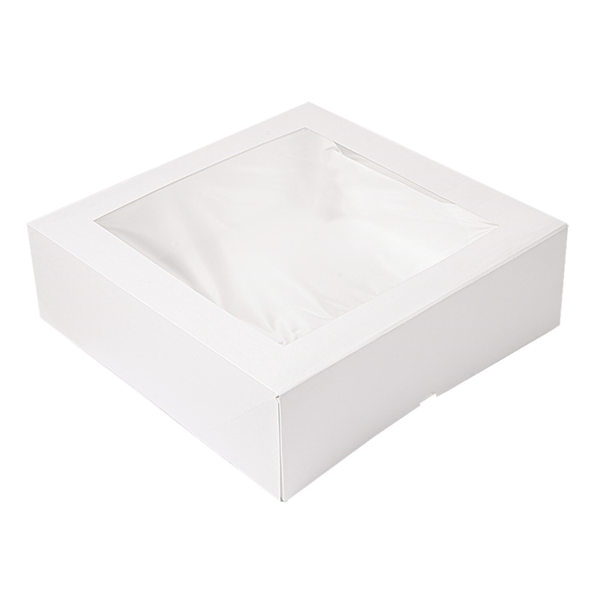 [201.72] Cajas Pastelería Con Ventana 'Thepack' 250 G/M2 + Opp 32X32X10 Cm Blanco Cartón Ondulado Nano-Micro (100 Unid.)