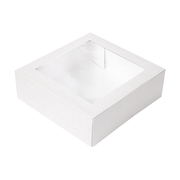 [201.67] Cajas Pastelería Con Ventana 'Thepack' 250 G/M2 + Opp 23X23X7,5 Cm Blanco Cartón Ondulado Nano-Micro (200 Unid.)