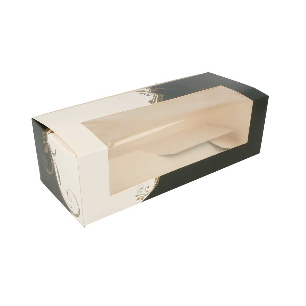 [204.76] Cajas Pastelería Con Ventana 'Thepack Classic' 250 G/M2 26X11X8 Cm Blanco Cartón Ondulado Nano-Micro (300 Unid.)
