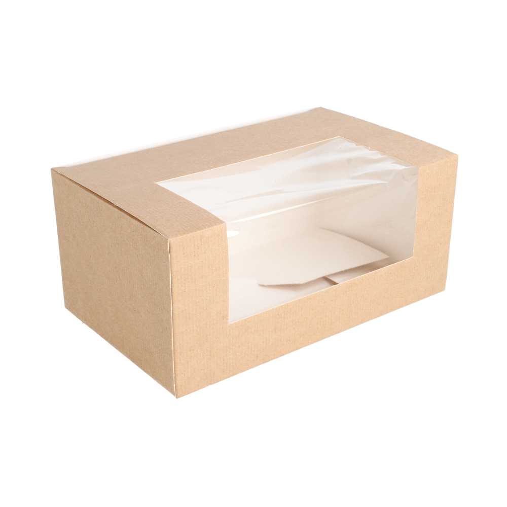 [256.15] Cajas Pastelería Con Ventana 'Thepack' 240 G/M2 + Opp 18X11X8 Cm Natural Cartón Ondulado Nano-Micro (400 Unid.)