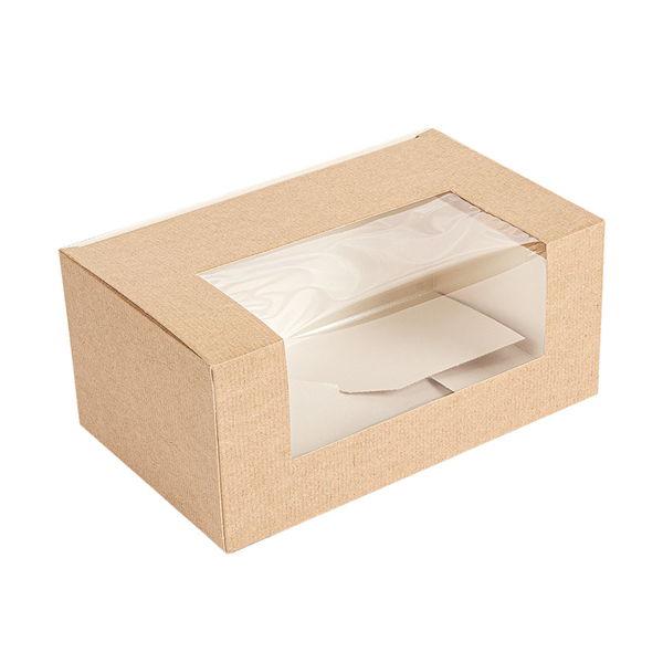 CAJAS PASTELERÍA CON VENTANA 'THEPACK' 240 G/M2 + OPP 11x13x8 CM NATURAL CARTÓN ONDULADO NANO-MICRO (800 UNID.)