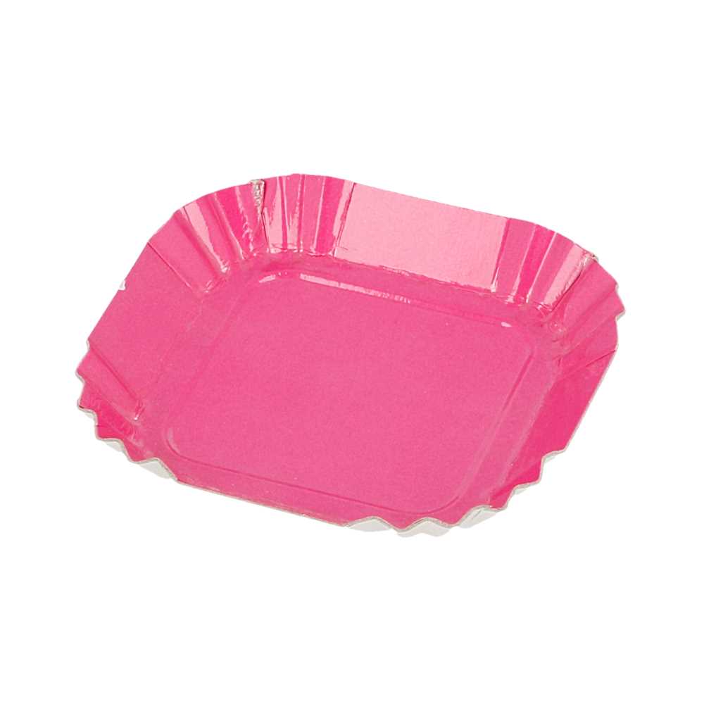[185.48] MINI BANDEJAS 325 G/M2 5,5x5,5 CM FUCSIA CARTÓN (100 UNID.)