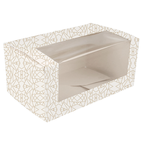 [256.12] CAJAS PASTELERÍA CON VENTANA 'THEPACK DECO' 250 G/M2 + OPP 18x11x8 CM BLANCO CARTÓN ONDULADO NANO-MICRO (50 UNID.)