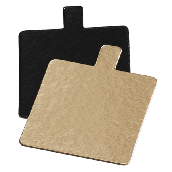 [147.21] Cartones Pastelería Doble Cara 950 G/M2 8X8 Cm Oro/Negro Cartón (250 Unid.)
