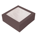 CAJAS PASTELERÍA CON VENTANA 'THEPACK' 250 G/M2 + OPP 28x28x10 CM CHOCOLATE CARTÓN ONDULADO NANO-MICRO (100 UNID.)