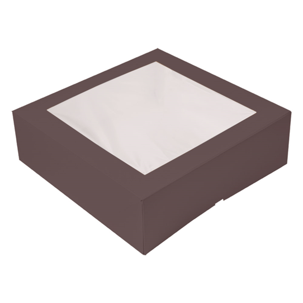 Cajas Pastelería Con Ventana 'Thepack' 250 G/M2 + Opp 32X32X10 Cm Chocolate Cartón Ondulado Nano-Micro (100 Unid.)