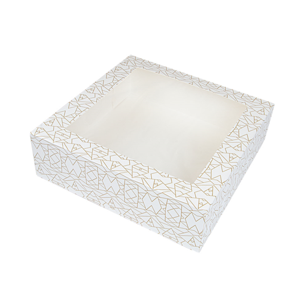 CAJAS PASTELERÍA CON VENTANA 'THEPACK DECO' 250 G/M2 + OPP 32x32x10 CM BLANCO CARTÓN ONDULADO NANO-MICRO (100 UNID.)