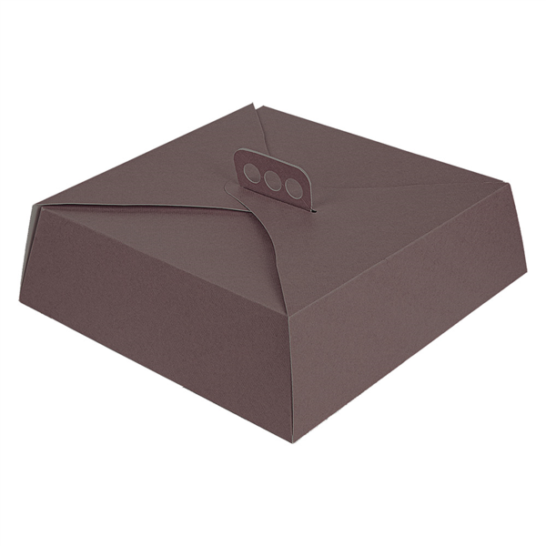 [261.40] CAJAS TARTAS CUADRADAS 'THEPACK' 250 G/M2 34x34x10 CM CHOCOLATE CARTÓN ONDULADO NANO-MICRO (100 UNID.)