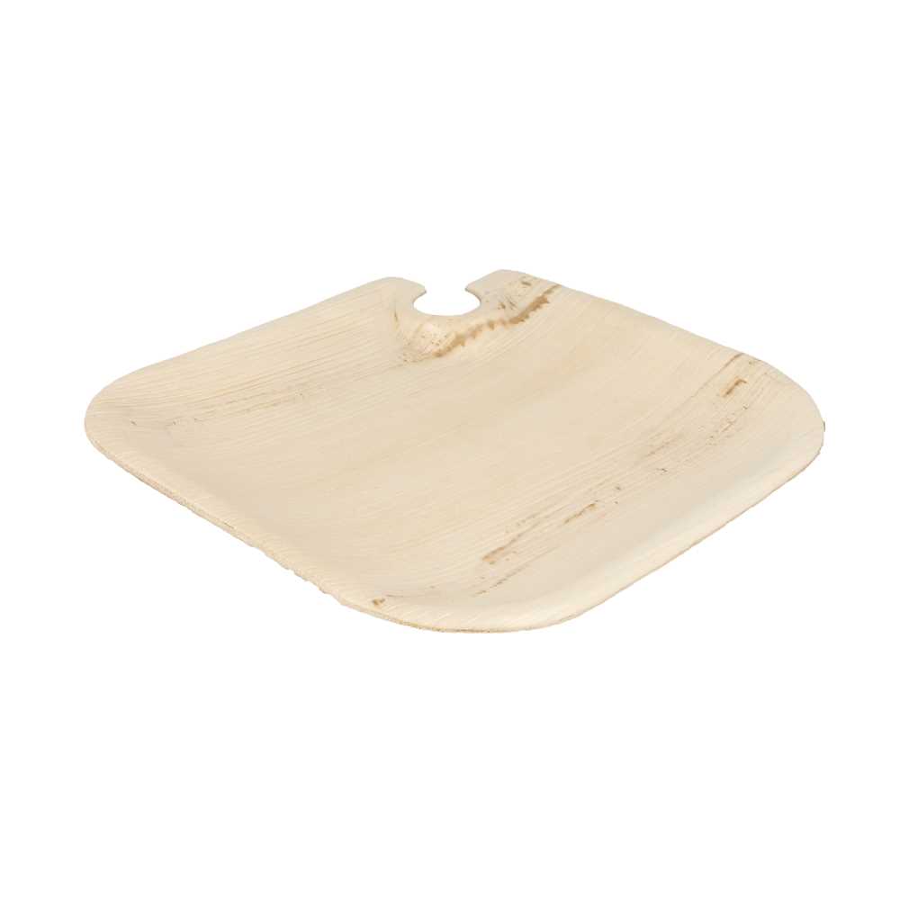 BANDEJAS CON PORTA-COPAS 'ARECA' 21x21x1,5 CM NATURAL ARECA (100 UNID.)