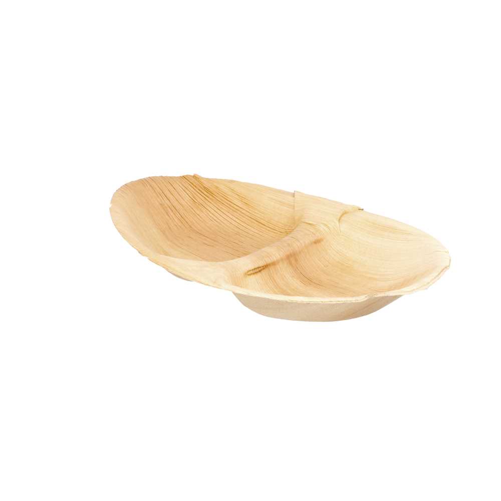 Platos Ovales 2 Compart. 'Areca' 27X15X4 Cm Natural Areca (200 Unid.)