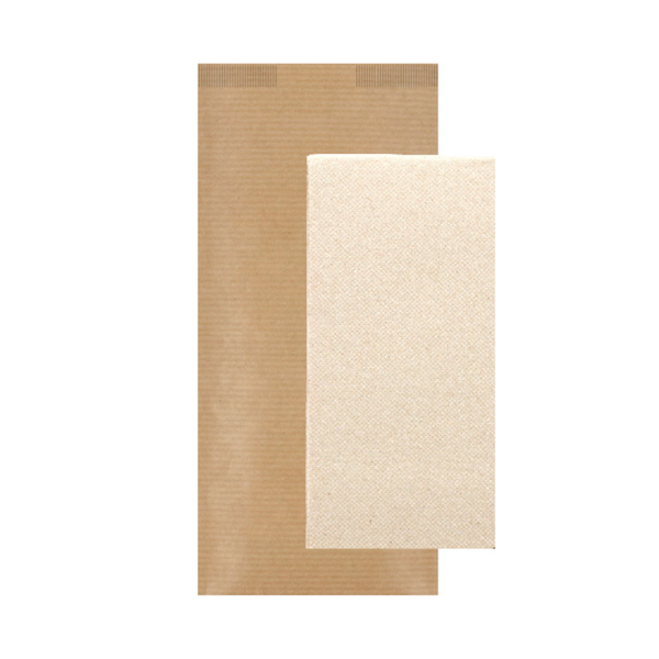 Servilletas Recicladas Enf. 'D.Point' 32X40 Cm 'Just In Time Closed' 40 + 10Pe G/M2 11X25 Cm Natural Kraft Verjurado (300 Unid.)