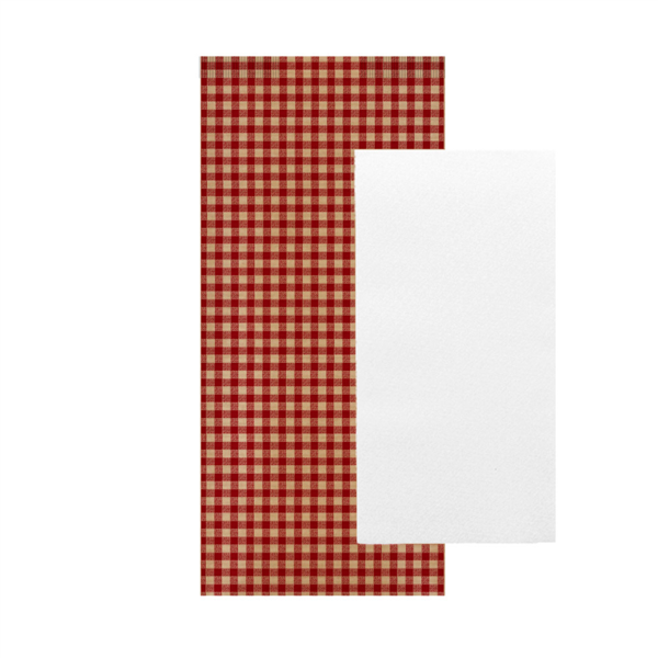 Servilletas Blancas Enf. 'Airlaid' 32X40 Cm 'Just In Time Closed' 40 + 10Pe G/M2 11X25 Cm Rojo Vichy Kraft Verjurado (300 Unid.)